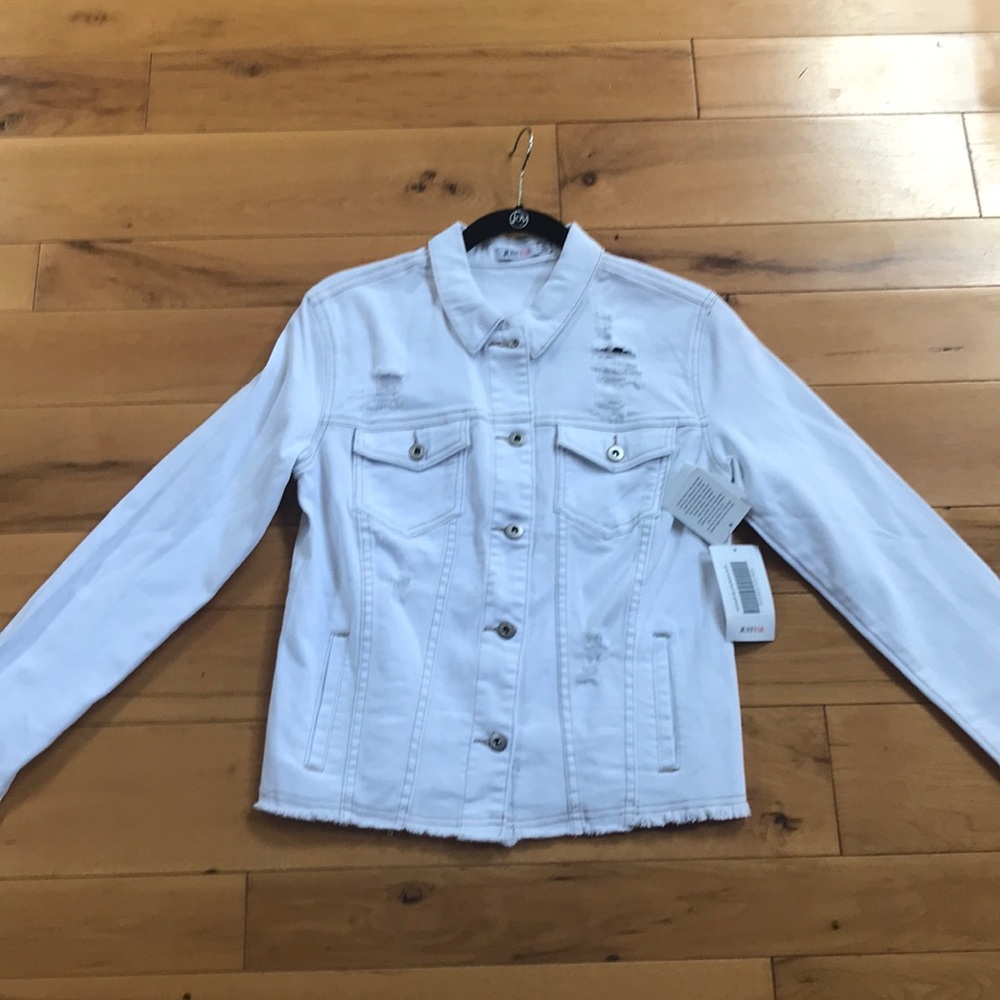 JustFab white jean jacket